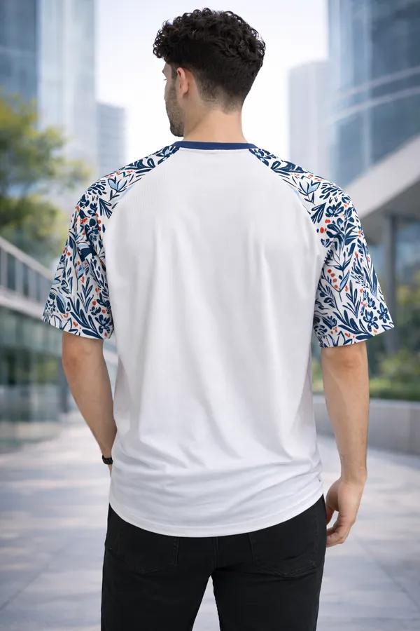 Premium Floral Sleeve Printed T-Shirt for Men | Dream Believe Achieve Casual Half Sleeve Tee