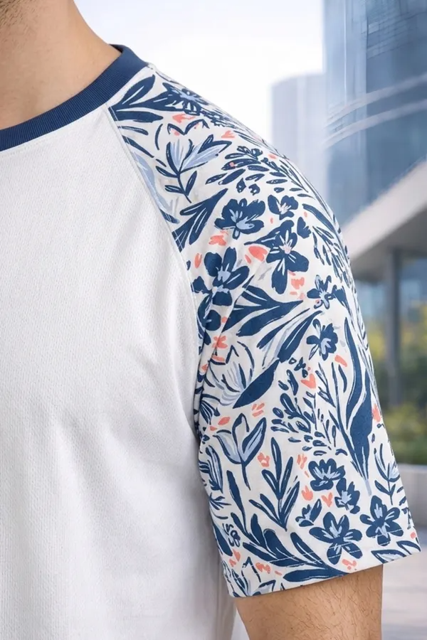 Premium Floral Sleeve Printed T-Shirt for Men | Dream Believe Achieve Casual Half Sleeve Tee